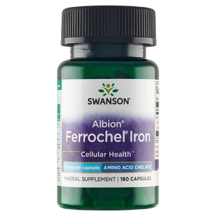 Swanson Chelated Ferrochel Iron, quelato de hierro 18 mg, 180 cápsulas