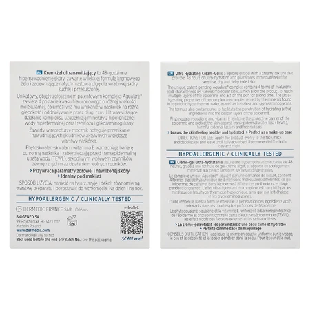 Dermedic Hydrain 3 Hialuro, ultrahydraterende gezichtscrème-gel, droge huid, 50 ml