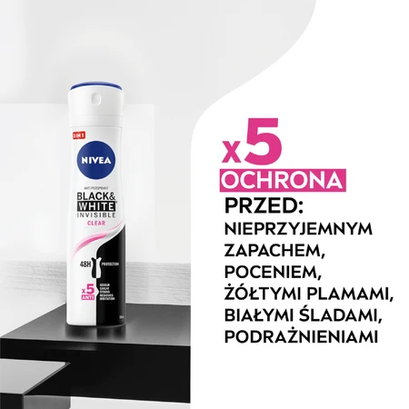 Nivea, Antitranspirant-Spray, Unsichtbar Schwarz &amp; Weiß, Klar, 150 ml