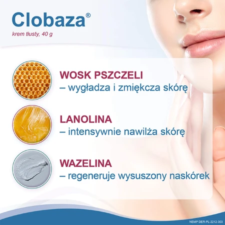 Clobaza, vette crème, uitgebreide bescherming voor droge en gevoelige huid, 40 g