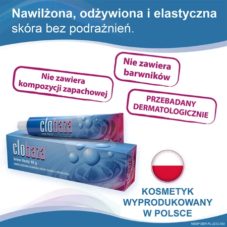 Clobaza, vette crème, uitgebreide bescherming voor droge en gevoelige huid, 40 g