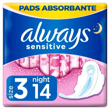 Always Ultra Night Sensitive, maandverband met vleugels, 14 stuks