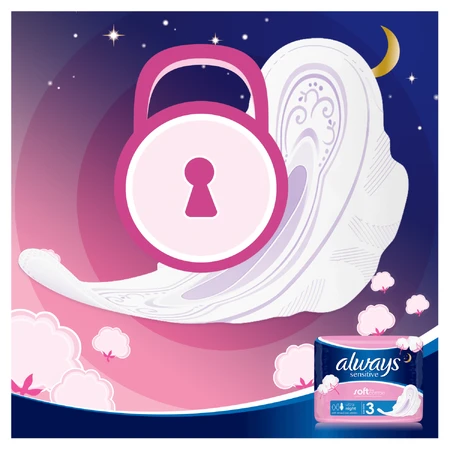 Always Ultra Night Sensitive, maandverband met vleugels, 14 stuks
