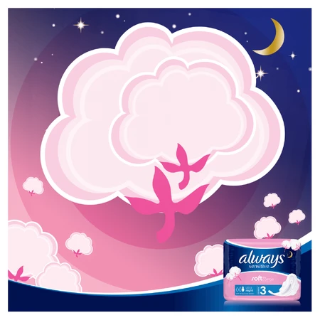Always Ultra Night Sensitive, maandverband met vleugels, 14 stuks