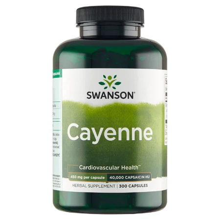 Swanson Cayenne, pimienta de cayena 450 mg, 300 cápsulas