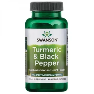 Swanson Full Spectrum Kurkuma &amp; Zwarte Peper, kurkuma en zwarte peper, 60 plantaardige capsules