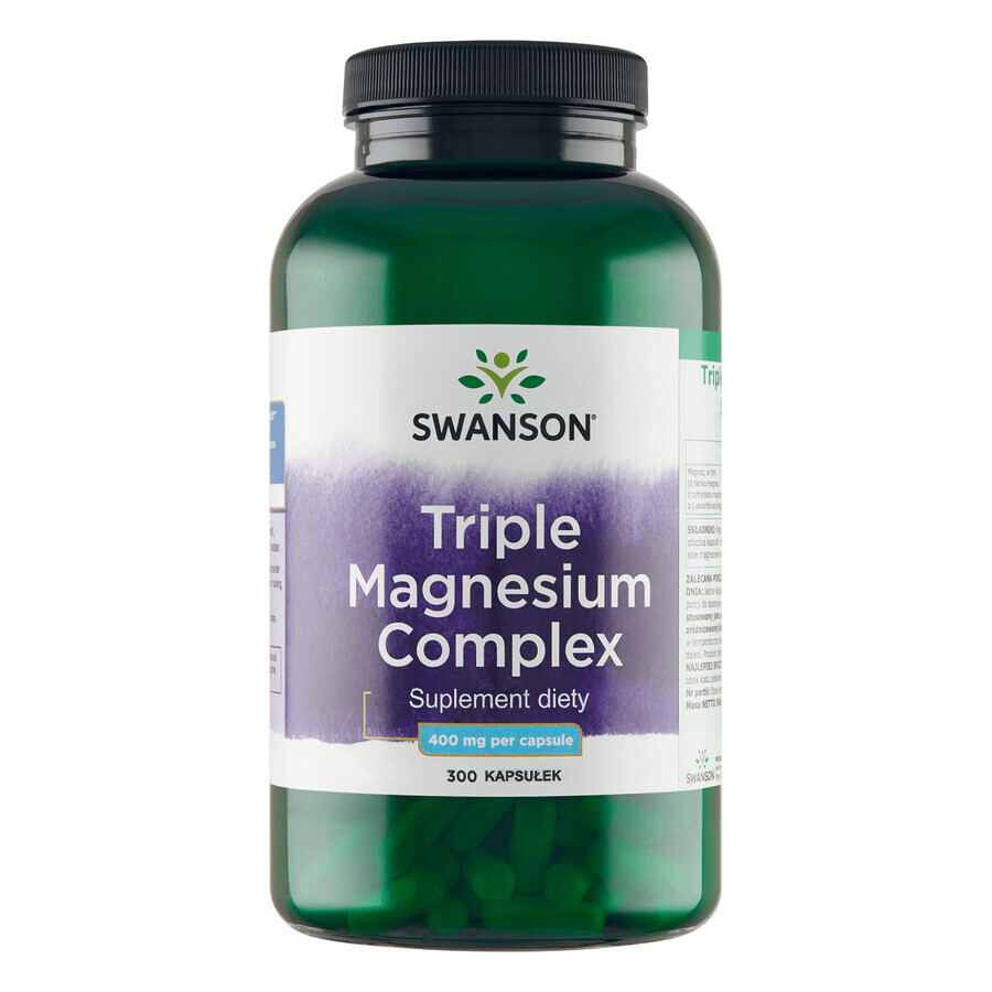 Boutique Swanson Triple Magnesium Complex, magnésium 400 mg, 300 gélules Swanson Triple Magnesium Complex, magnésium 400 mg, 300 gélules