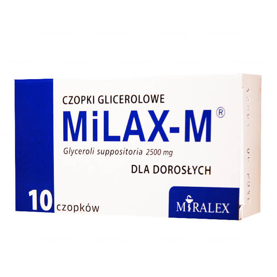 Milax-M 2500 mg, glycerol suppository for adults, 10 pieces