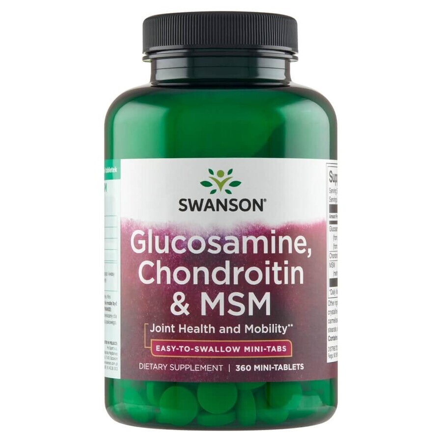 Boutique Swanson Glucosamine Chondroïtine & MSM, glucosamine, chondroïtine et MSM, 360 mini comprimés Swanson Glucosamine Chondroïtine & MSM, glucosamine, chondroïtine et MSM, 360 mini comprimés
