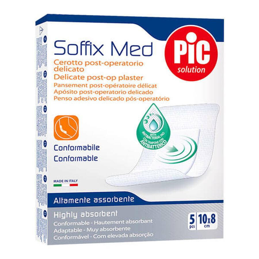 Comprar Pic Solution Soffix Med, esparadrapo antibacteriano postoperatorio, 8 cm x 10 cm, 5 piezas Pic Solution Soffix Med, esparadrapo antibacteriano postoperatorio, 8 cm x 10 cm, 5 piezas