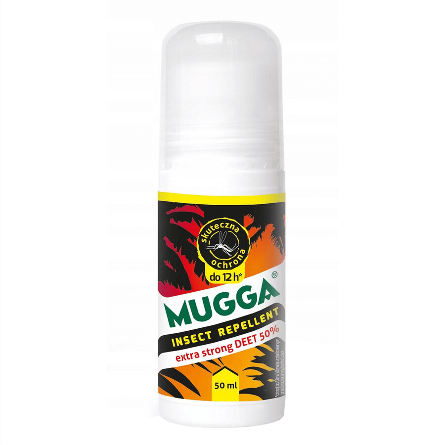 Mugga Insect Repellent, tropical mosquito repellent, roll-on, DEET 50%, 50 ml
