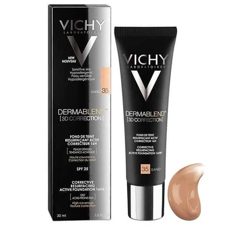 Vichy Dermablend Correction 3D, egaliserende foundation voor het huidoppervlak, nr. 35, Zand, 30 ml