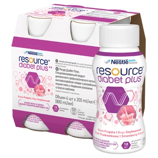 Resource Diabet Plus, strawberry flavor, 4x200 ml