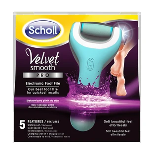 Scholl Velvet Smooth Pro, lima electrónica para pies con cargador de batería, resistente al agua, azul, 1 pieza