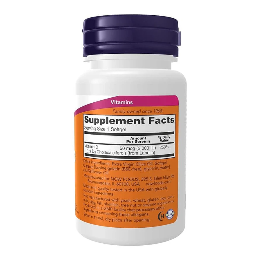 Now Foods, Vitamine D3 2000 UI, 120 capsules