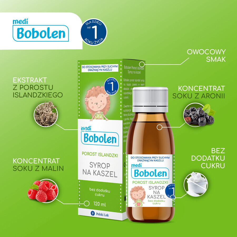 Bobolen Icelander, cough syrup, over 1 year, 120 ml