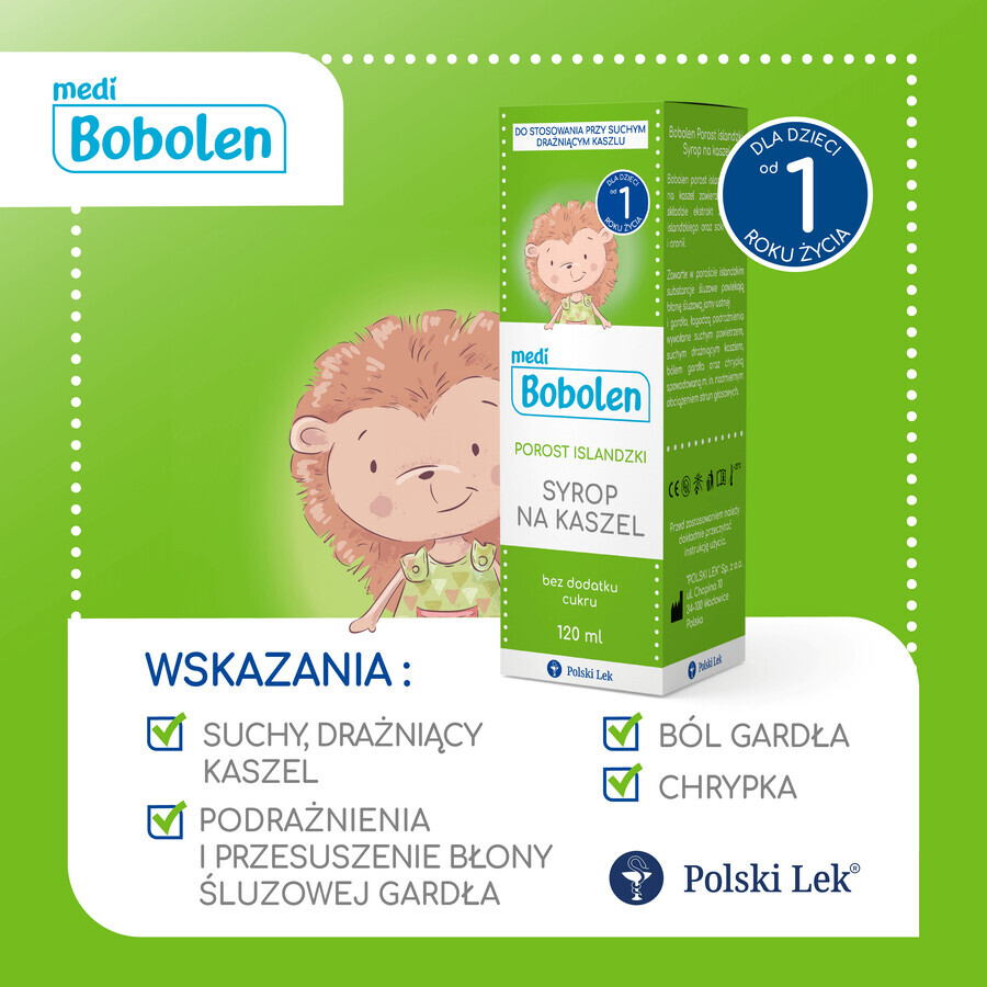 Bobolen Icelander, cough syrup, over 1 year, 120 ml