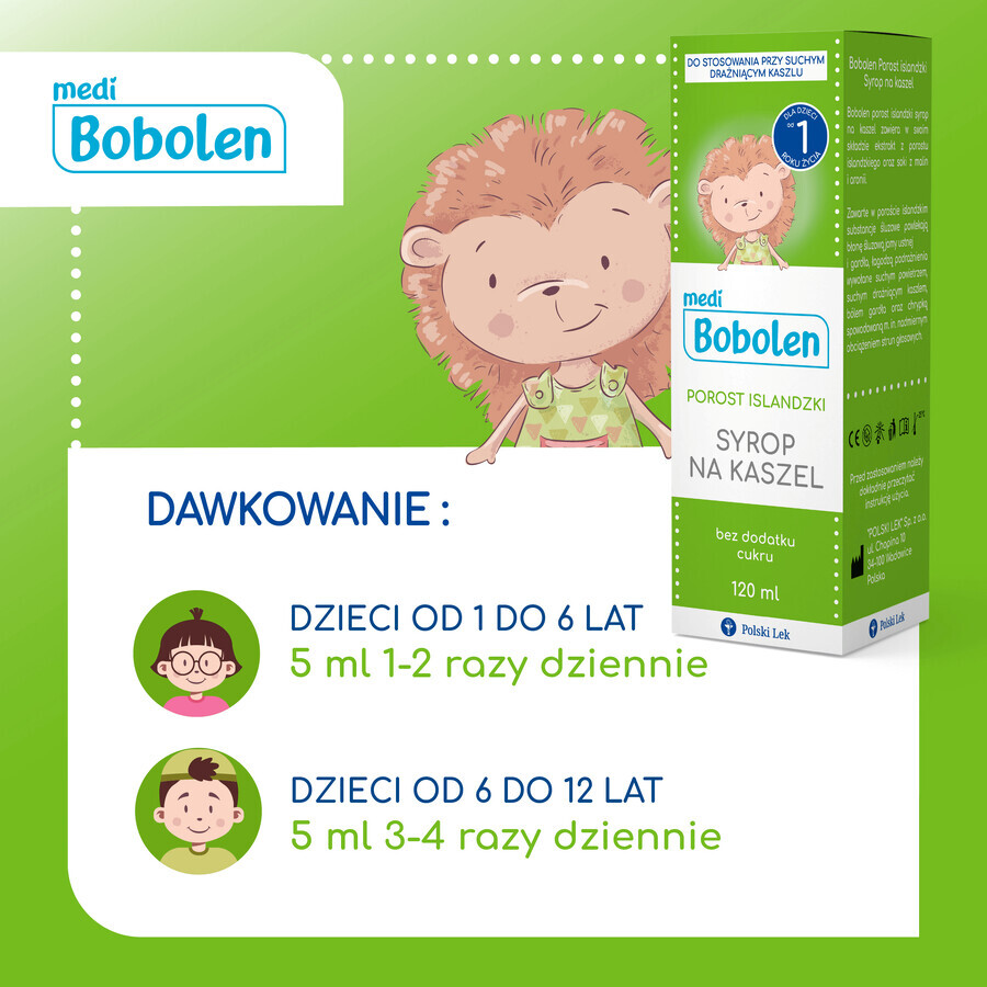 Bobolen Icelander, cough syrup, over 1 year, 120 ml