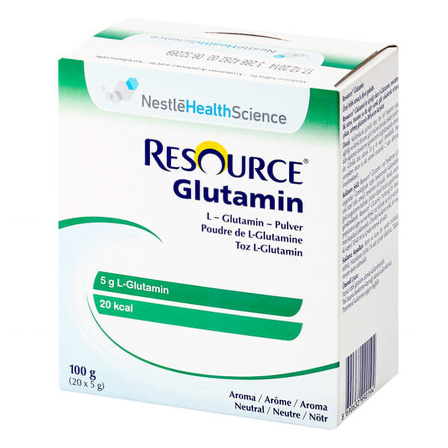 Cumpără Resource Glutamine, preparat de aminoacizi, aromă neutră, 5 g x 20 plicuri Resource Glutamine, preparat de aminoacizi, aromă neutră, 5 g x 20 plicuri