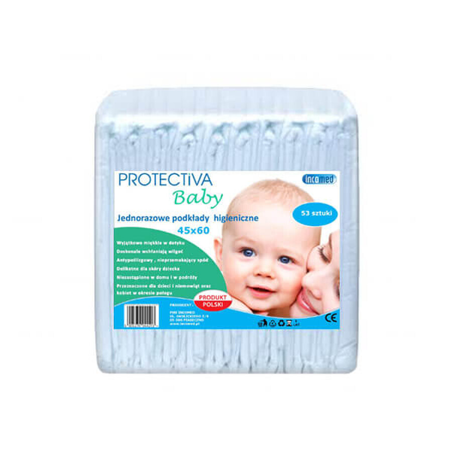 Comprar Protectiva Baby, toallas higiénicas, desechables, 45 cm x 60 cm, 53 piezas Protectiva Baby, toallas higiénicas, desechables, 45 cm x 60 cm, 53 piezas