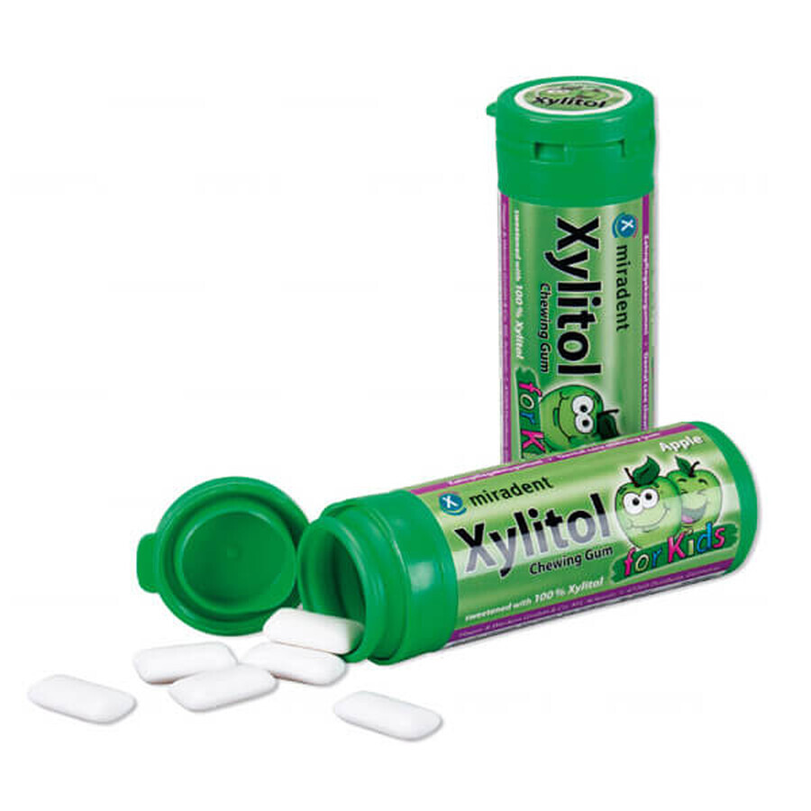 Boutique Miradent Xylitol, chewing-gum au xylitol pour enfants, goût pomme, 30 pièces Miradent Xylitol, chewing-gum au xylitol pour enfants, goût pomme, 30 pièces