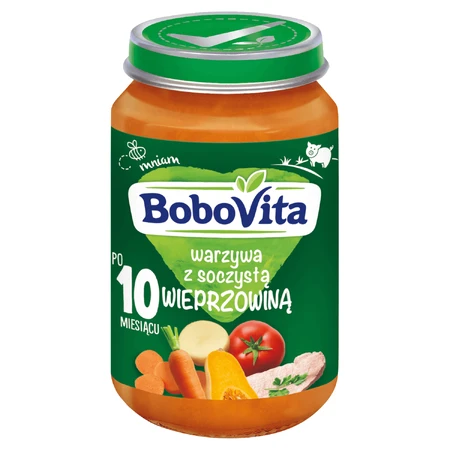 BoboVita Lunch, vegetables with juicy pork, after 10 months, 190 g