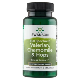 Swanson Full Spectrum Valériane, Camomille et Houblon, valériane, camomille et houblon, 60 gélules