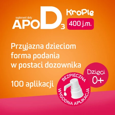 ApoD3 Gotas, vitamina D3 400 UI para bebés y niños a partir de 1 día de vida, 10 ml