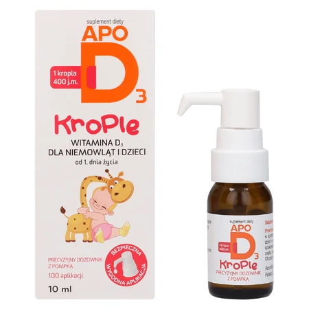 ApoD3 Gotas, vitamina D3 400 UI para bebés y niños a partir de 1 día de vida, 10 ml