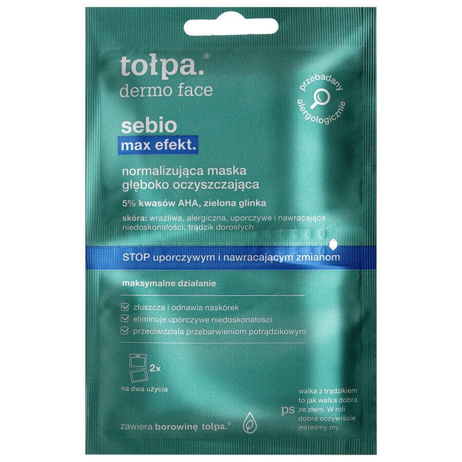 Buy Tolpa Dermo Face Sebio Max Efekt normalizing deep cleansing mask, 6 ml x 2 sachets Tolpa Dermo Face Sebio Max Efekt normalizing deep cleansing mask, 6 ml x 2 sachets
