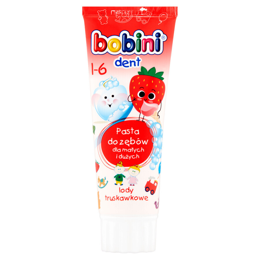 Boutique Bobini Dent, dentifrice pour enfants de plus de 1 an, crème glacée à la fraise, 75 ml Bobini Dent, dentifrice pour enfants de plus de 1 an, crème glacée à la fraise, 75 ml
