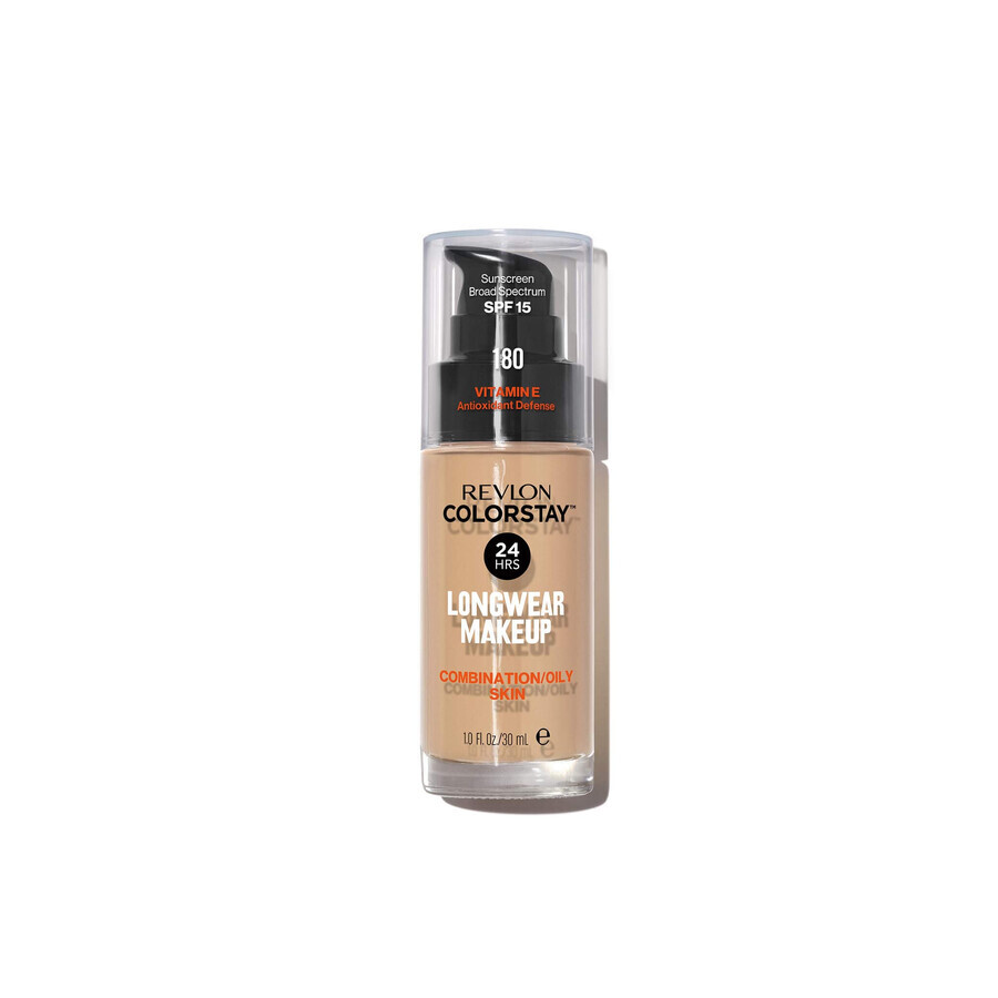 Boutique Revlon ColorStay, fond de teint pour peaux mixtes et grasses, No. 180 Sand Beige, 30 ml Revlon ColorStay, fond de teint pour peaux mixtes et grasses, No. 180 Sand Beige, 30 ml