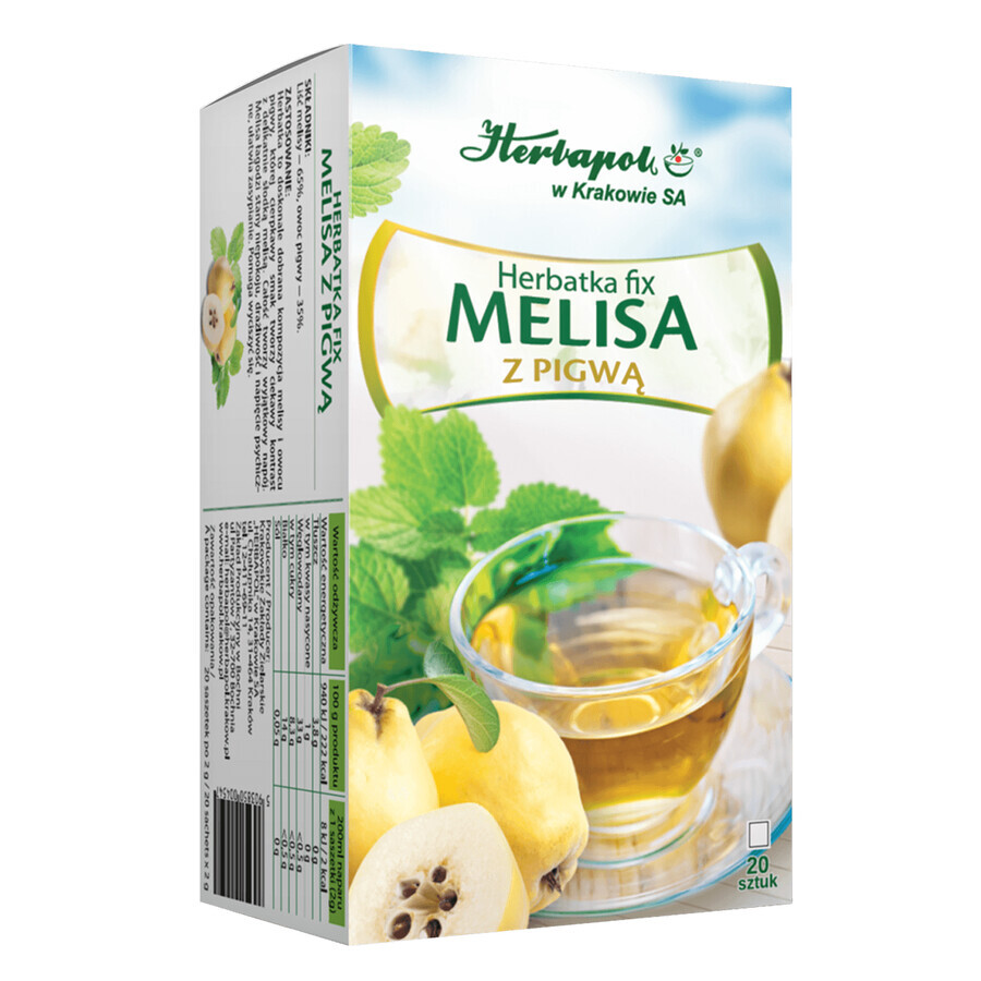 Winkel op Herbapol Melisse met kweepeer, vaste thee, 2 g x 20 builtjes Herbapol Melisse met kweepeer, vaste thee, 2 g x 20 builtjes