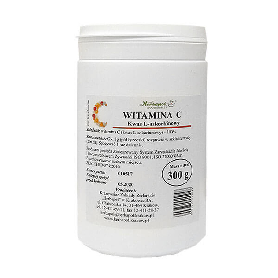 Acquista Herbapol Vitamina C, acido L-ascorbico, polvere, 300 g Herbapol Vitamina C, acido L-ascorbico, polvere, 300 g