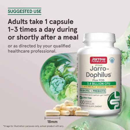 Jarro-Dophilus Plus FOS, 3.4 Billion CFU, Jarrow Formulas, 100 capsules
