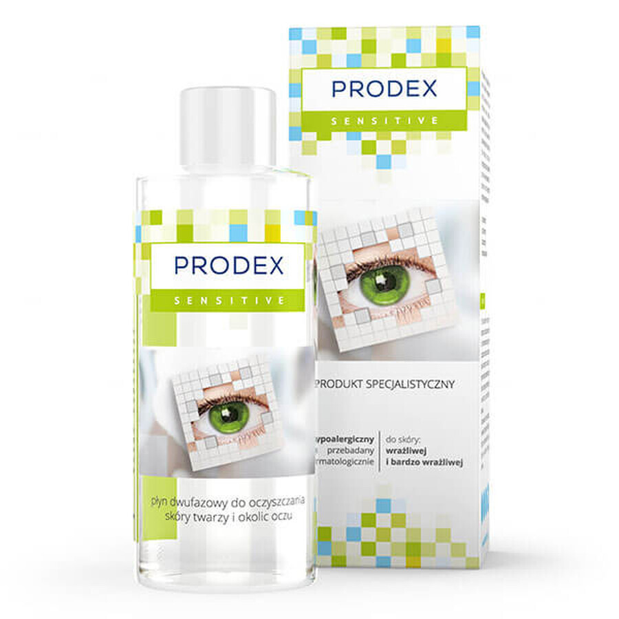 Prodex Sensitive, detergente bifasico per viso e contorno occhi, pelle sensibile e molto sensibile, 150 ml