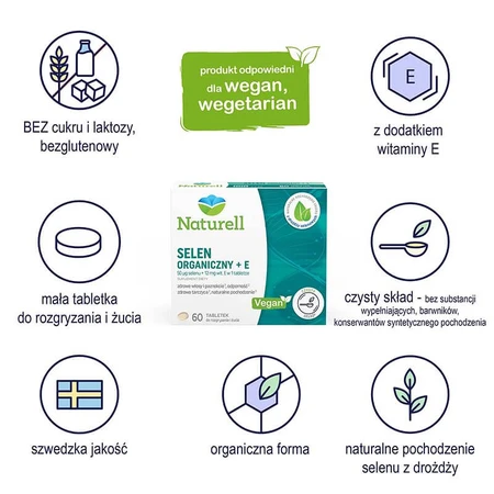 Naturell Selenio Orgánico + E, 60 comprimidos masticables