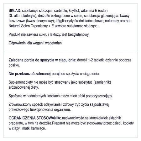 Naturell Selenio Orgánico + E, 60 comprimidos masticables