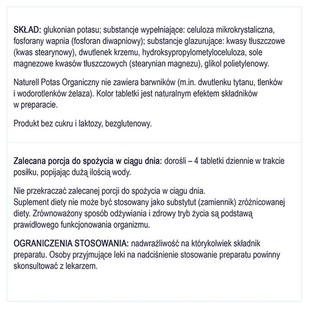 Naturell Organisch Kalium, 100 tabletten