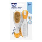Chicco, borstel + kam van natuurhaar, oranje, vanaf de geboorte Chicco, borstel + kam van natuurhaar, oranje, vanaf de geboorte