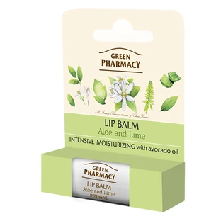 Green Pharmacy, baume à lèvres, aloe vera et citron vert, hydratation intense, SPF 10, 3,6 g