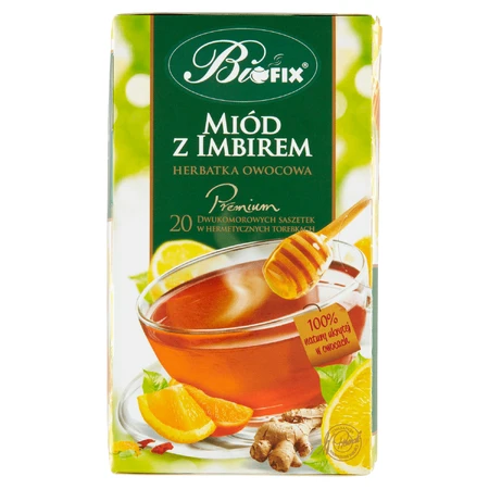 Bi Fix, Miel Premium con jengibre, infusión de frutas, 20 sobres