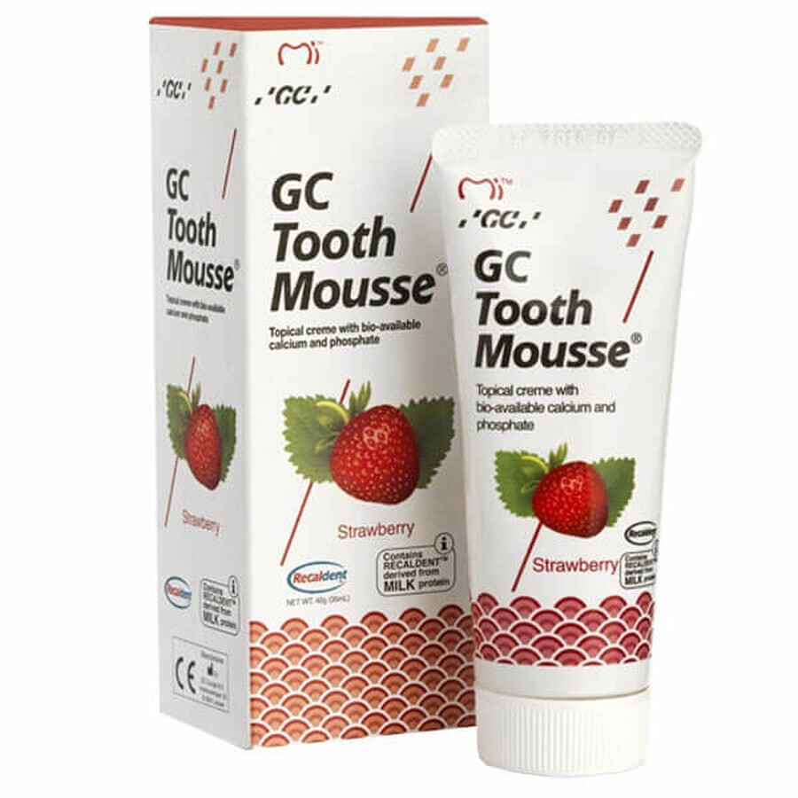GC Tooth Mousse, topical toothpaste, strawberry flavor, fluoride-free, 35 ml