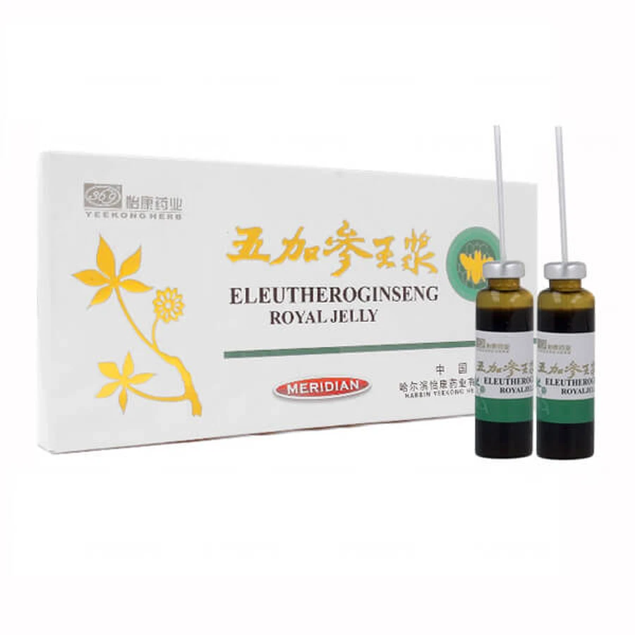 Eleuthero Ginseng Gelée Royale, ginseng sibérien avec gelée royale, ampoules, 10 x 10 ml