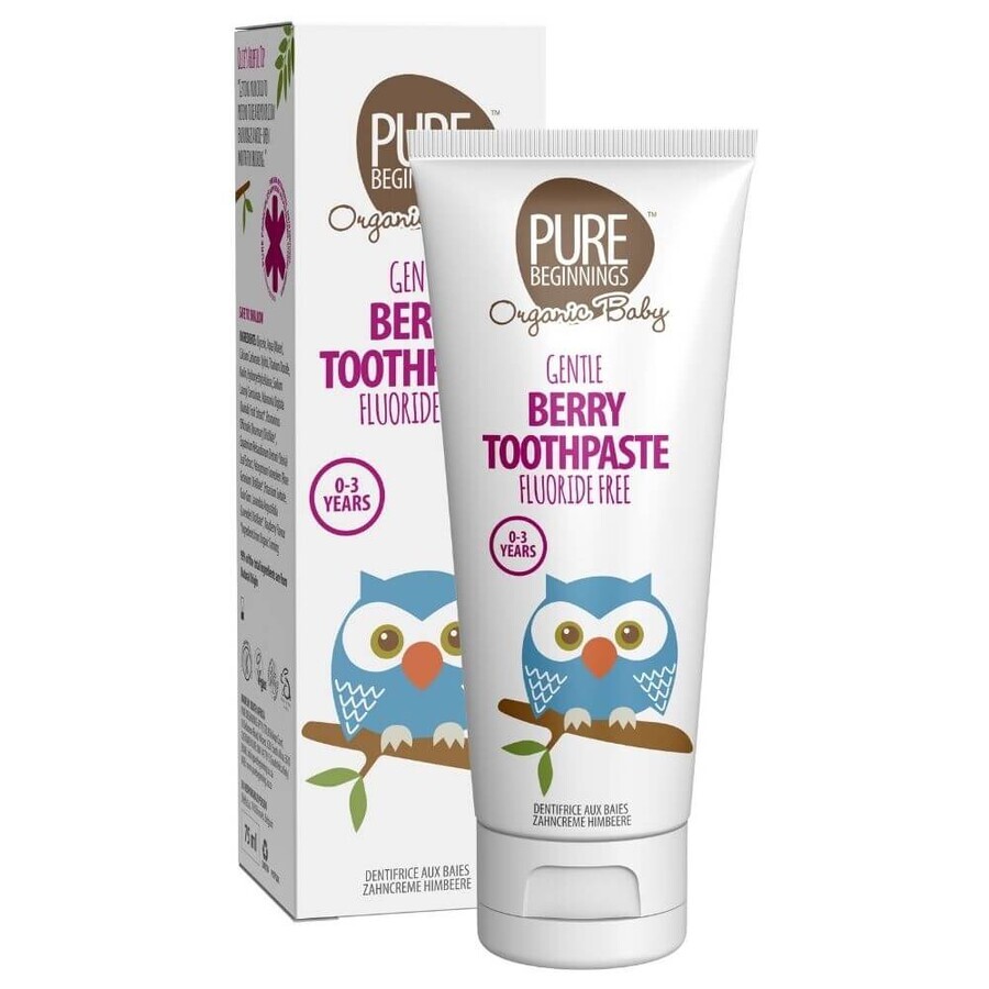 Pure Beginnings Organic Baby, dentifricio con xilitolo, gusto lampone maturo, 75 ml