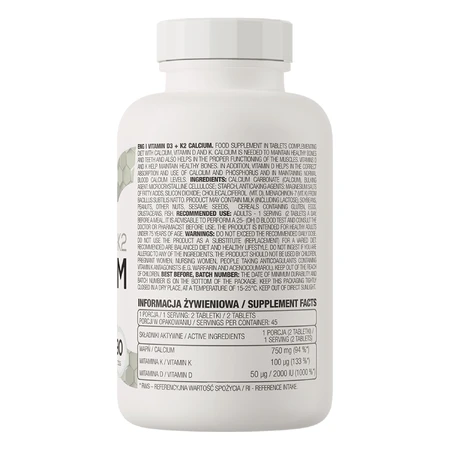 OstroVit Vitamine D3 + K2 Calcium, 90 tabletten
