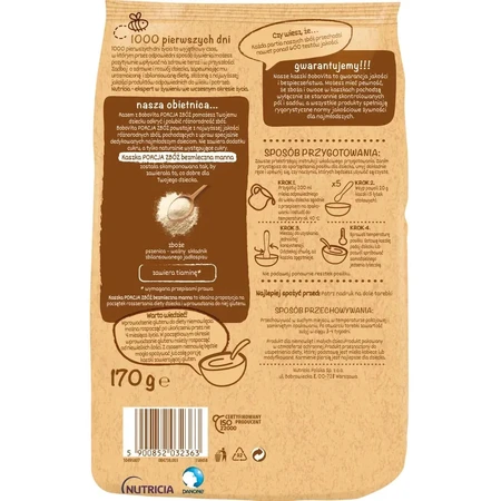 BoboVita Porcja Zbóż Porridge, sans produits laitiers, sans sucre ajouté, après 4 mois, 170 g
