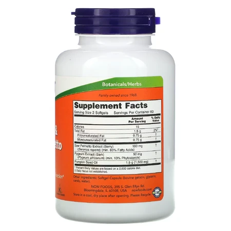 Now Foods, Pygeum Saw Palmetto, 120 Capsules