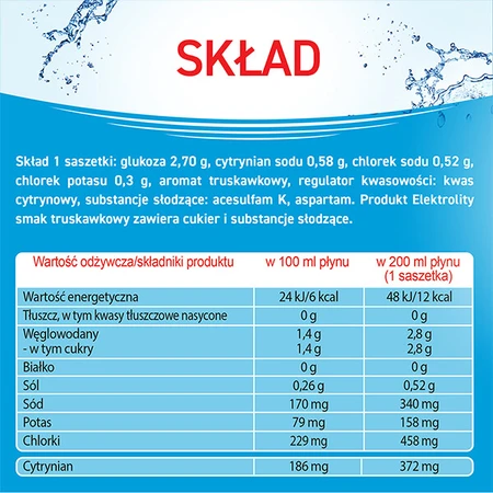 Elektrolyte, Erdbeergeschmack, 7 Portionsbeutel