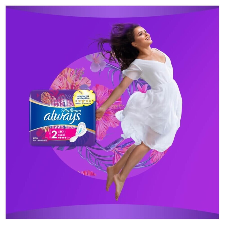 Always Platinum, serviettes hygiéniques, Ultra Super Plus, 7 pièces Always Platinum, serviettes hygiéniques, Ultra Super Plus, 7 pièces